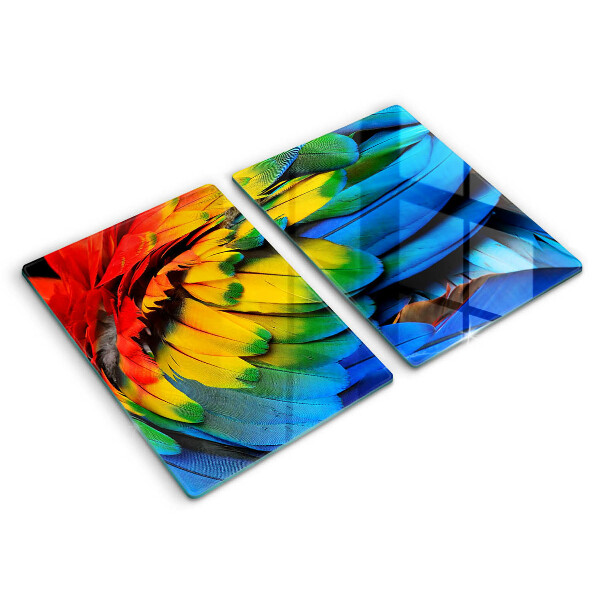 Copri piano cottura in vetro Piume di pappagallo colorate