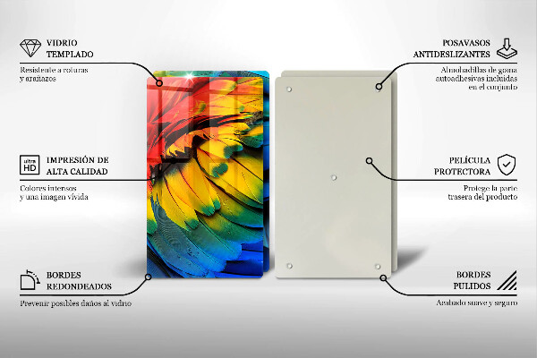 Copri piano cottura in vetro Piume di pappagallo colorate