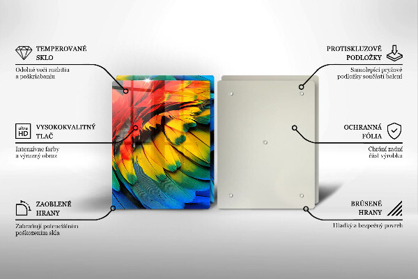 Copri piano cottura in vetro Piume di pappagallo colorate