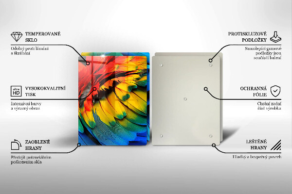 Copri piano cottura in vetro Piume di pappagallo colorate