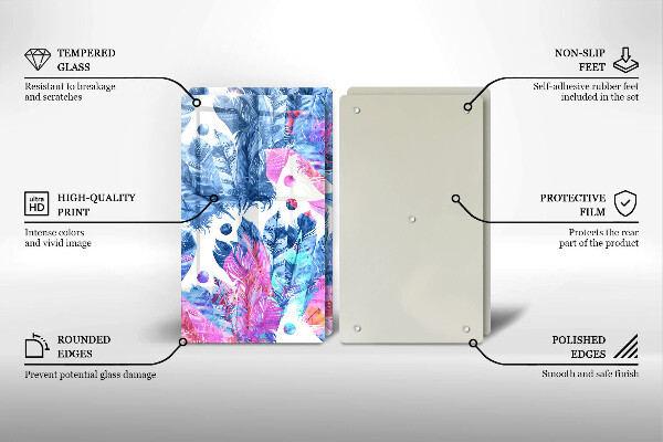 Copri piano cottura in vetro Illustrazione di piume boho