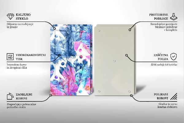 Copri piano cottura in vetro Illustrazione di piume boho