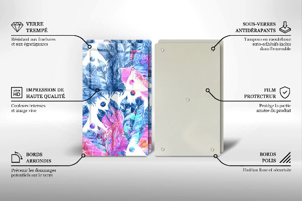 Copri piano cottura in vetro Illustrazione di piume boho