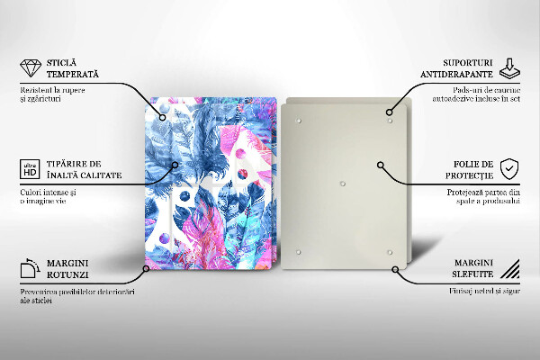 Copri piano cottura in vetro Illustrazione di piume boho