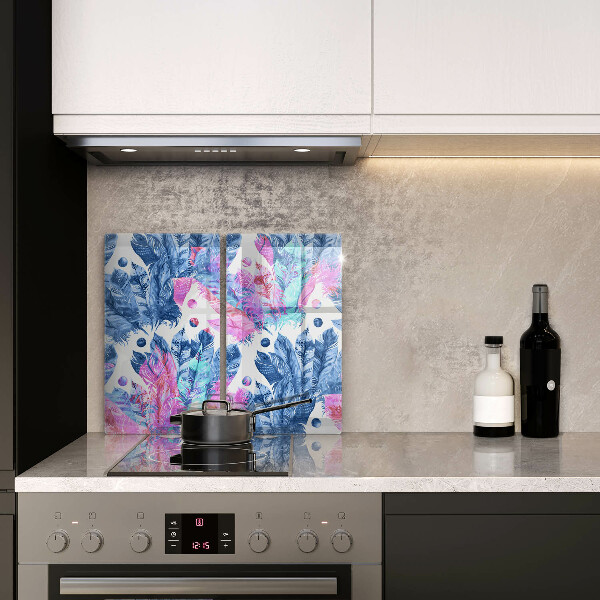 Copri piano cottura in vetro Illustrazione di piume boho