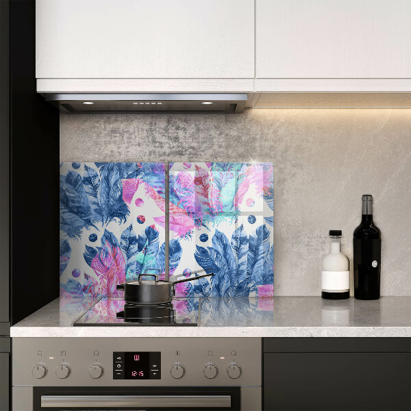 Copri piano cottura in vetro Illustrazione di piume boho