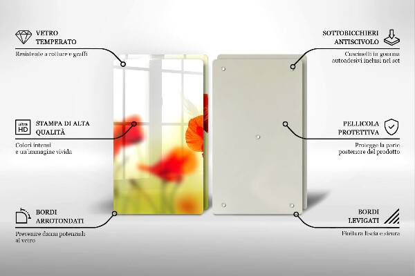 Copertura piano cottura Fiori di papaveri rossi