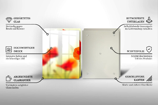 Copertura piano cottura Fiori di papaveri rossi