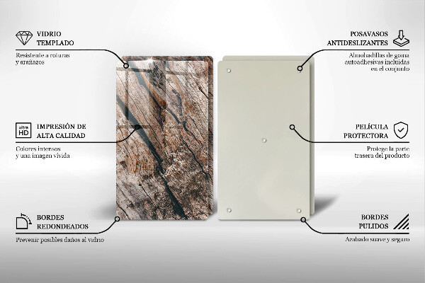 Copri piano cottura in vetro Struttura in legno