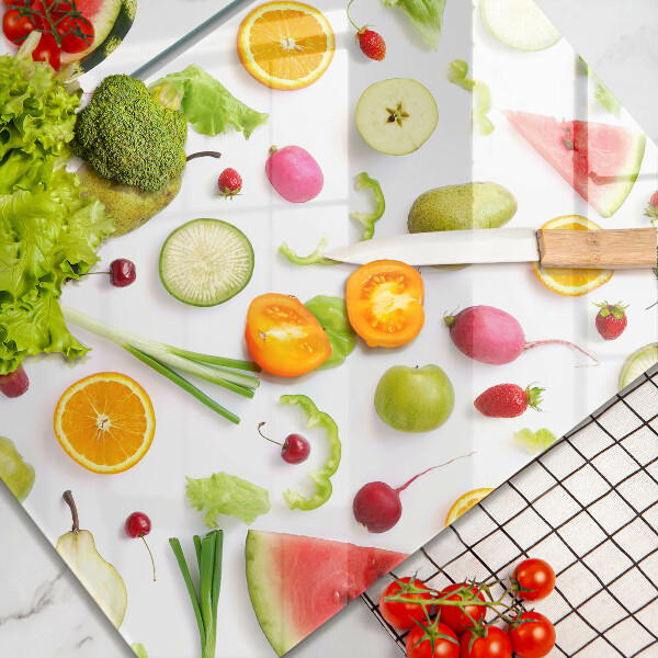 Copri piano cottura in vetro Modello di frutta e verdura