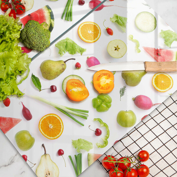 Copri piano cottura in vetro Modello di frutta e verdura