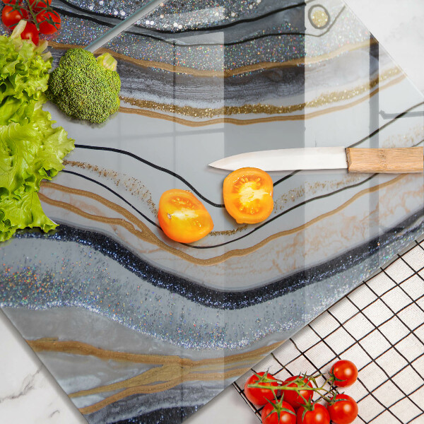Copri piano cottura in vetro roccia con oro