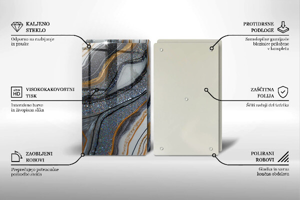 Copri piano cottura in vetro roccia con oro