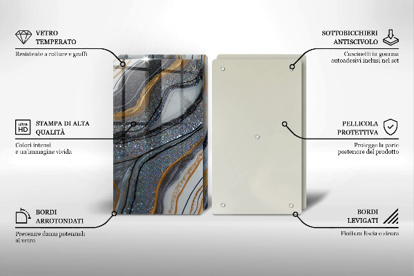 Copri piano cottura in vetro roccia con oro