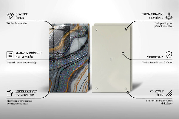 Copri piano cottura in vetro roccia con oro