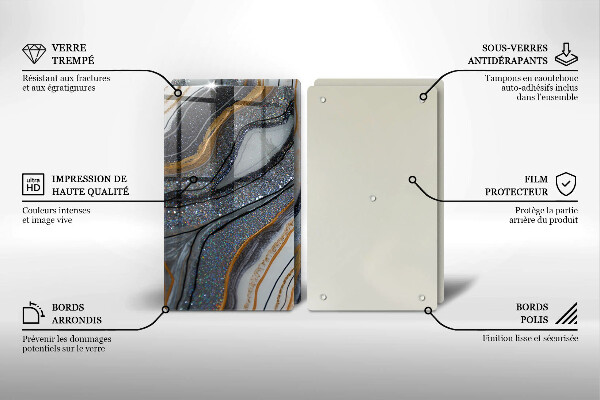 Copri piano cottura in vetro roccia con oro