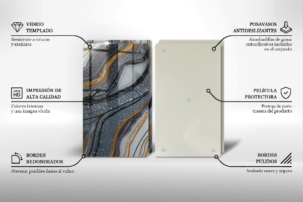 Copri piano cottura in vetro roccia con oro