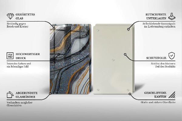 Copri piano cottura in vetro roccia con oro