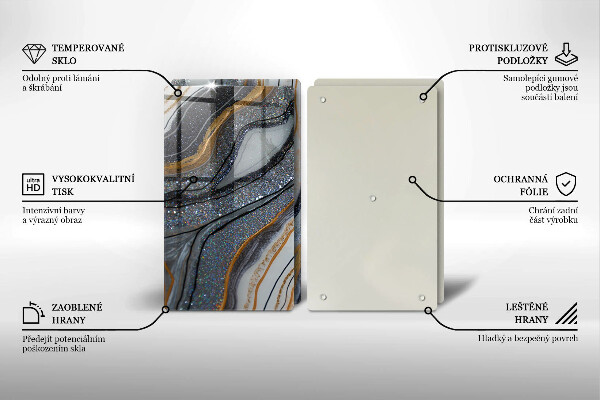 Copri piano cottura in vetro roccia con oro