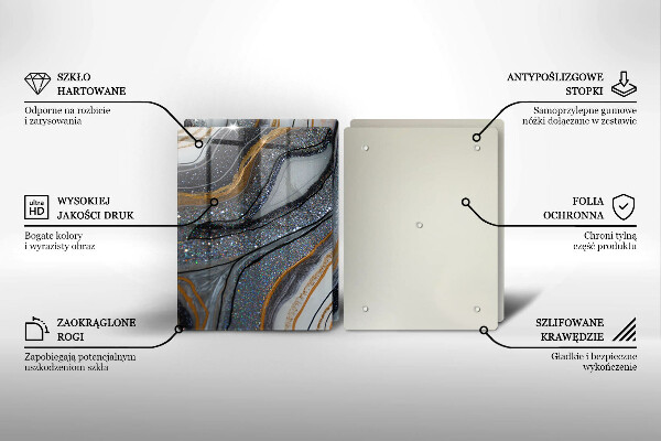 Copri piano cottura in vetro roccia con oro