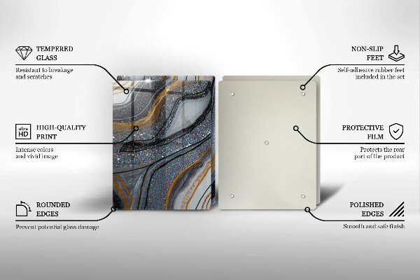 Copri piano cottura in vetro roccia con oro