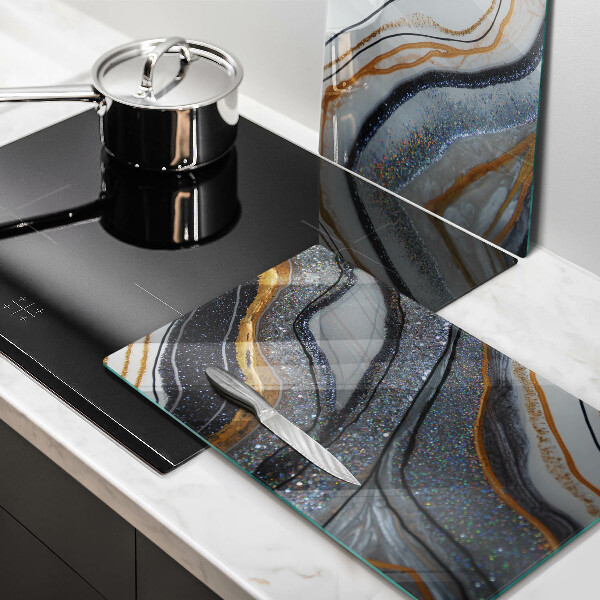 Copri piano cottura in vetro roccia con oro