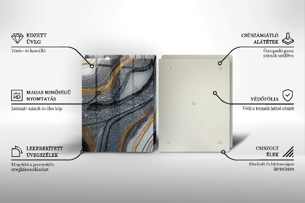 Copri piano cottura in vetro roccia con oro