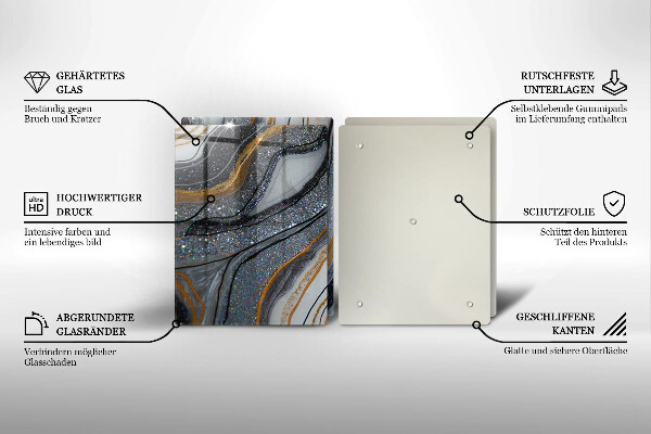 Copri piano cottura in vetro roccia con oro