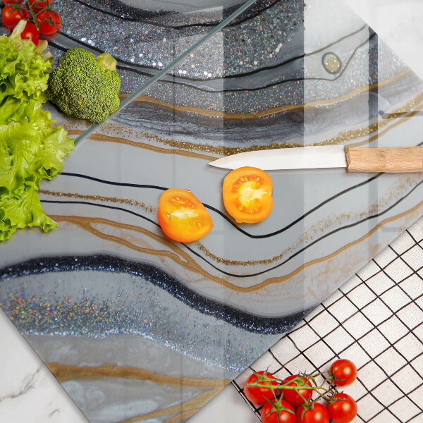 Copri piano cottura in vetro roccia con oro
