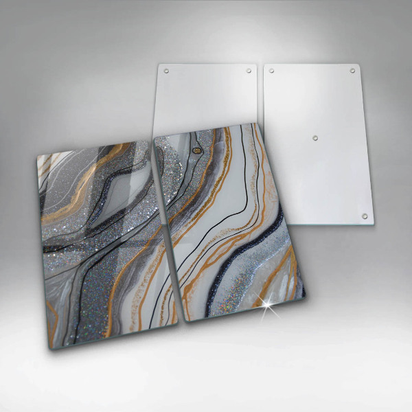 Copri piano cottura in vetro roccia con oro