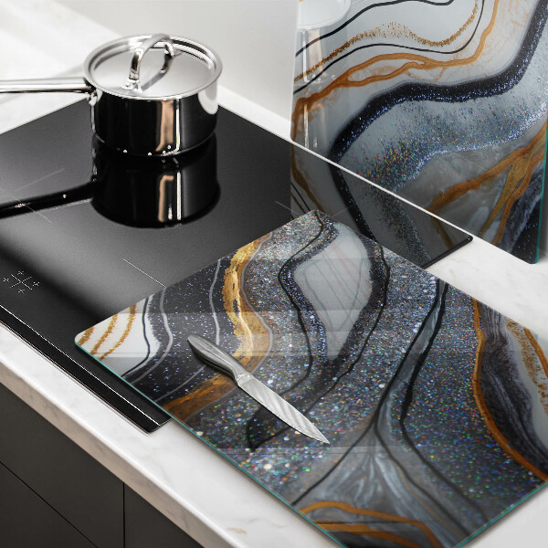 Copri piano cottura in vetro roccia con oro