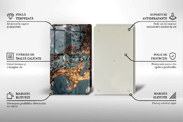 Copri piano cottura in vetro Struttura in roccia dorata