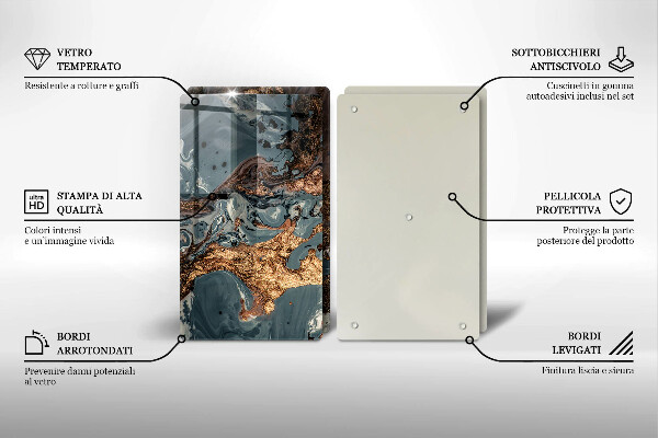 Copri piano cottura in vetro Struttura in roccia dorata