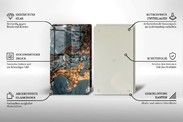 Copri piano cottura in vetro Struttura in roccia dorata