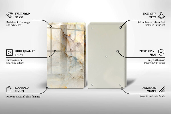 Copri piano cottura in vetro Struttura in marmo con oro