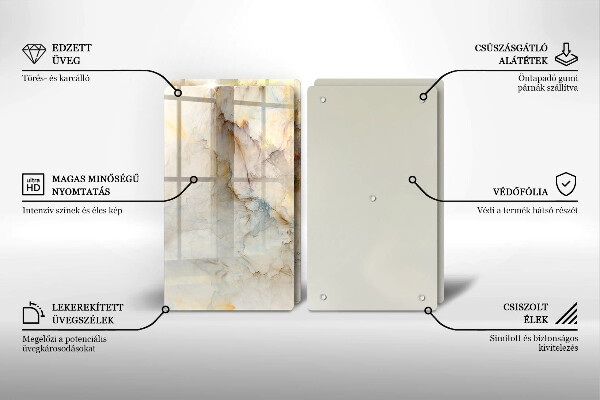 Copri piano cottura in vetro Struttura in marmo con oro