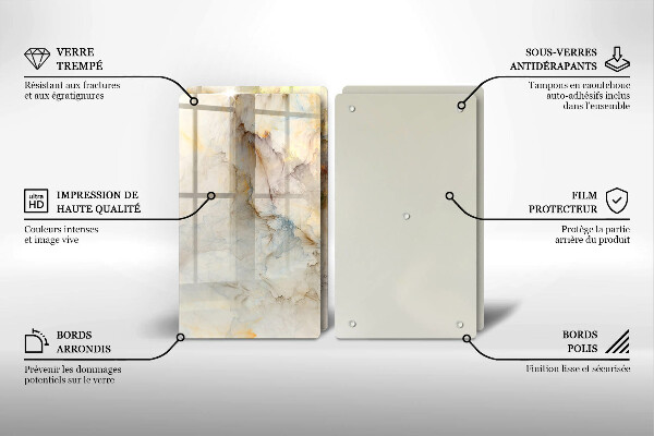 Copri piano cottura in vetro Struttura in marmo con oro