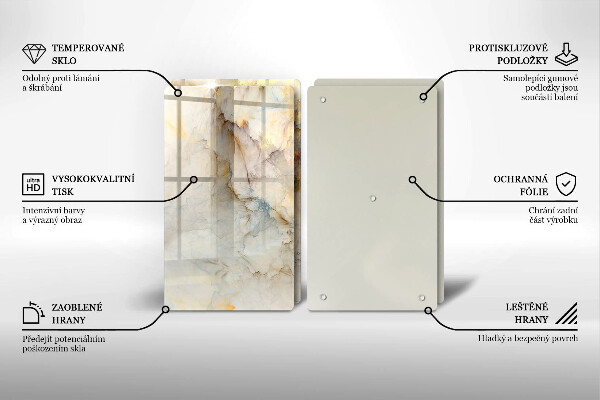 Copri piano cottura in vetro Struttura in marmo con oro