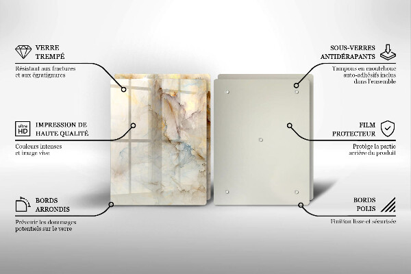 Copri piano cottura in vetro Struttura in marmo con oro