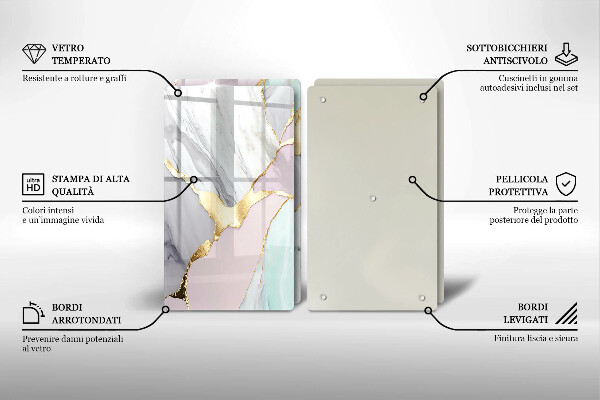 Copri piano cottura in vetro Marmo pastello