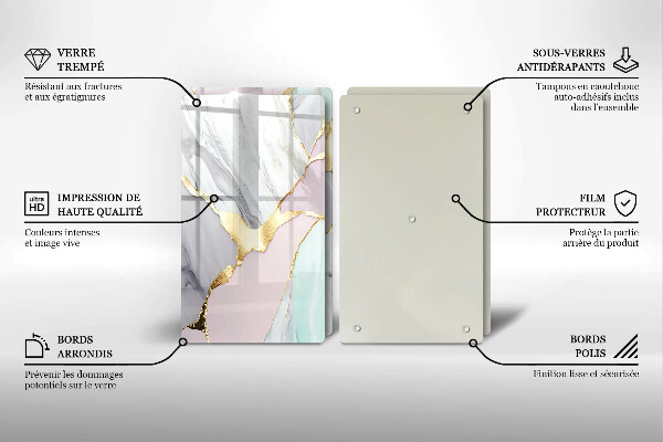 Copri piano cottura in vetro Marmo pastello