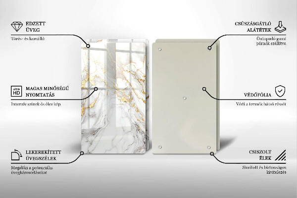 Copri piano cottura in vetro Marmo chiaro con oro