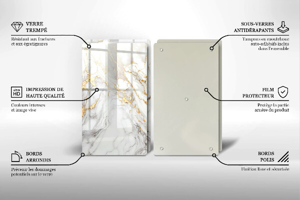 Copri piano cottura in vetro Marmo chiaro con oro