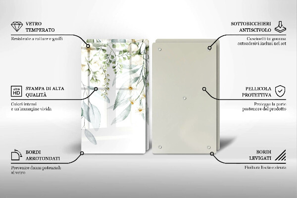 Copri piano cottura in vetro Piante ad acquerello