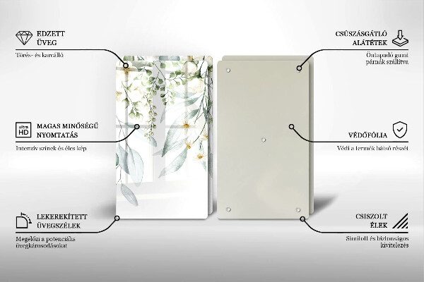 Copri piano cottura in vetro Piante ad acquerello