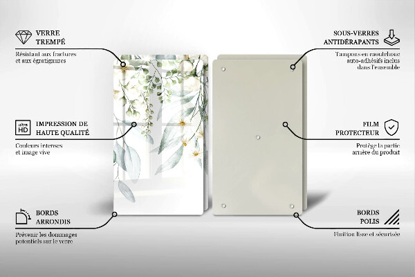 Copri piano cottura in vetro Piante ad acquerello