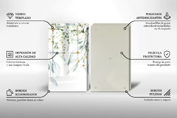 Copri piano cottura in vetro Piante ad acquerello