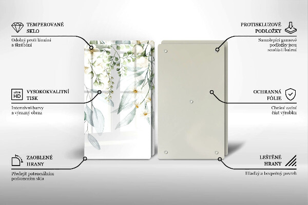 Copri piano cottura in vetro Piante ad acquerello