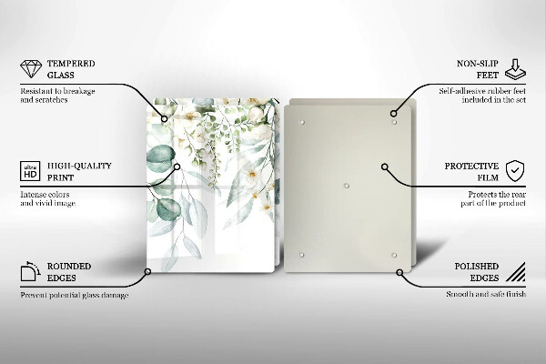 Copri piano cottura in vetro Piante ad acquerello