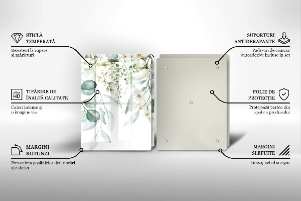 Copri piano cottura in vetro Piante ad acquerello